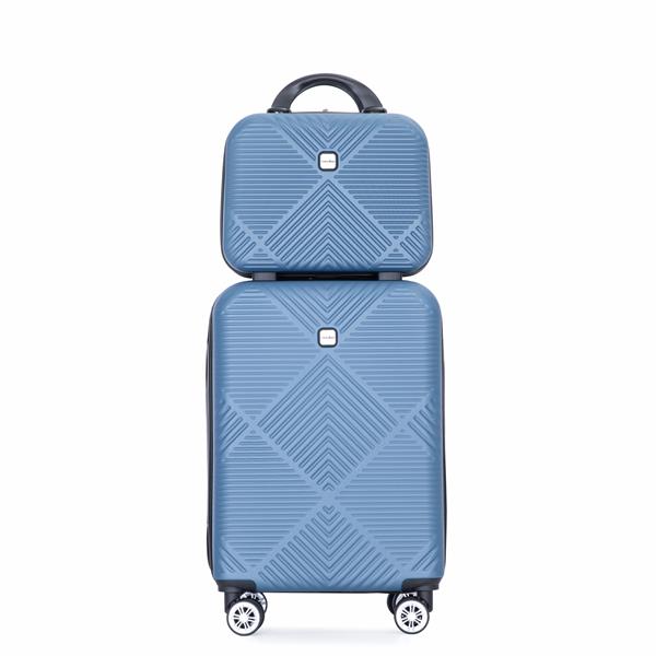 2Piece Luggage Sets ABS Lightweight Suitcase , Spinner Wheels,  (20/14) BLUE