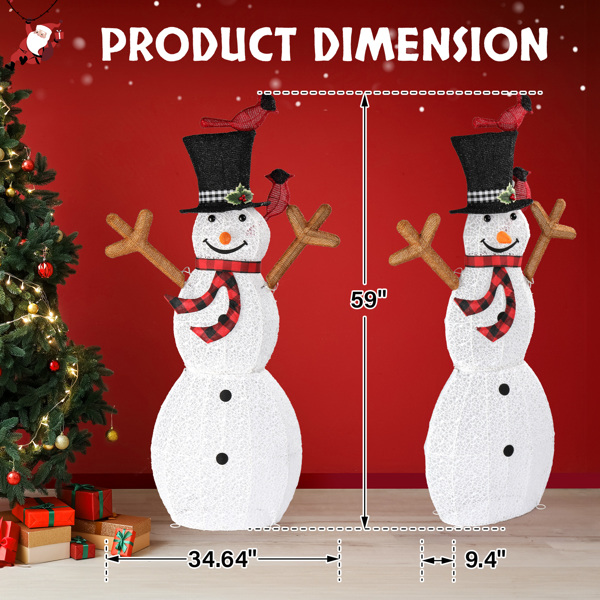 Lighted Snowman Christmas Yard Decorations, Pre-lit Snowman and Birds with 170 LED White Lights and Stakes for Xmas Outdoor Holiday Indoor Decor Lighted Holiday Displays