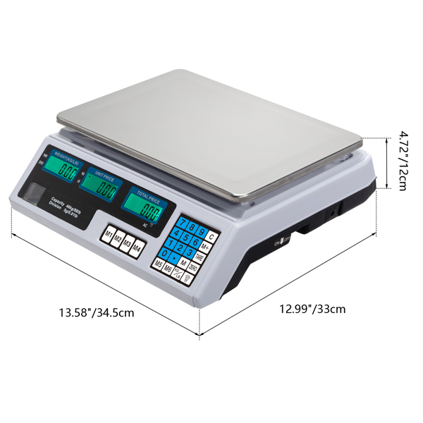 【Old code:42353336】ACS-30 40kg/5g Digital Price Computing Scale for Vegetable UK Plug Silver & White