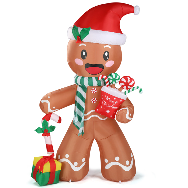 7.9 FT Lighted Christmas Inflatable Decoration, Inflatable Gingerbread Man Outdoor Decoration, Funny Blow Up Yard Decorations with Built-in LED Lights for Holiday Party Front Yard Lawn Garden Decor