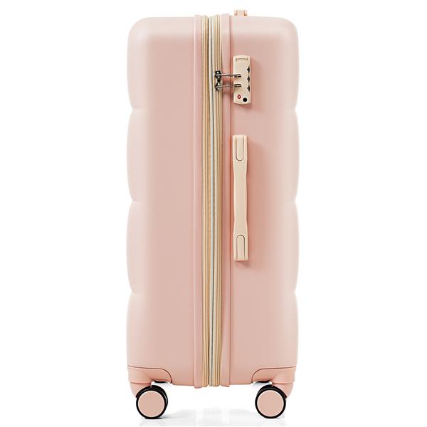 Luggage Sets 4 Piece, 20-inch with USB Port, Expandable ABS Durable Suitcase with Travel Bag,  Cup Holder, ABS Hard Shell Luggage with Spinner Wheels, pink