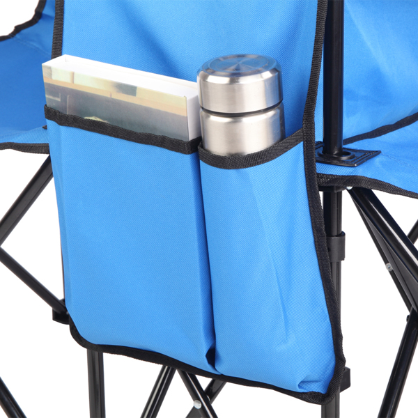 Portable Outdoor 2-Seat Folding Chair with Removable Sun Umbrella Blue