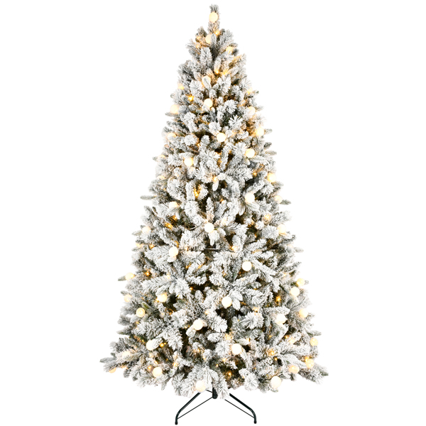 7.5FT PE/PVC/Pine Mixed Christmas Tree with Colorful + Warm Light 10-Function LED, Memory Wire & Easy Power Technology 