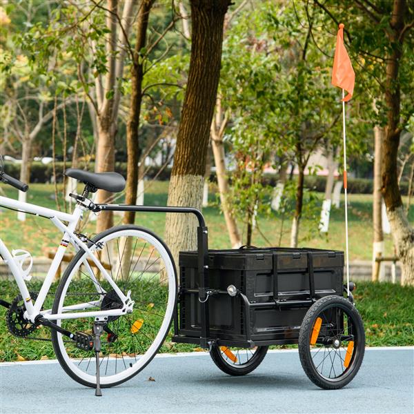 Bike Cargo Trailer, Bicycle Trailer Wagon Cart with Removable Storage Box, Quick Release 16" Wheels and Safe Reflectors, No Bottom