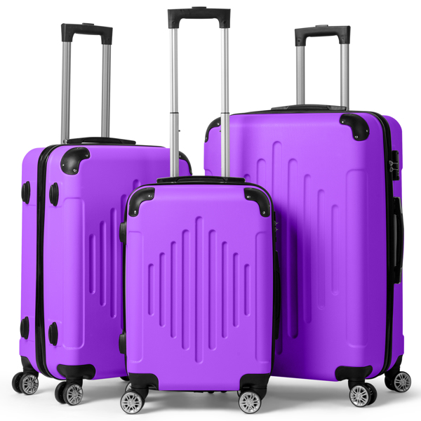 FCH 3-in-1 trolley case with 2 corners and diamond stripes - lavender