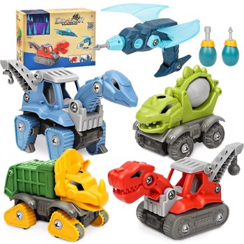 5 Pack Take Apart Dinosaur Set with Electric Drill, Construction Building Toy for Boys, Ideal Xmas Birthday Gift