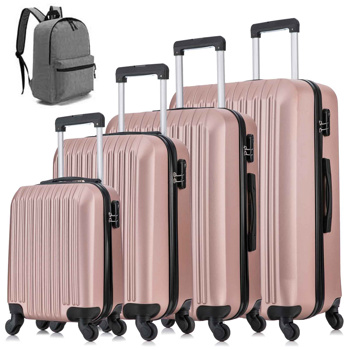 5 Piece Set Luggage Sets Suitcase ABS Hardshell Lightweight Spinner Wheels (16/20/24/28 inch) 