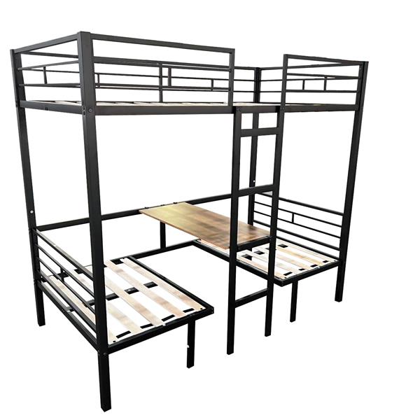 Full Size Loft Bed with Table Set Transformable to Full over Full Bunk