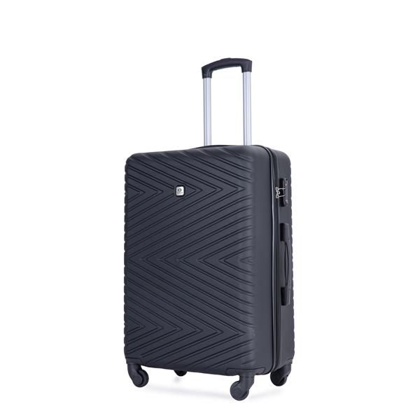 luggage 4-piece ABS lightweight suitcase with rotating wheels, 24 inch and 28 inch with TSA lock, (16/20/24/28) BLACK