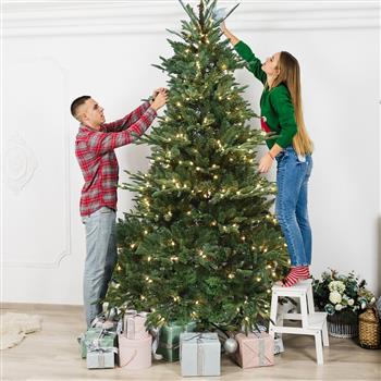 8FT Christmas Tree Simulate Nature Advanced Materials Premium Hinged Spruce Artificial Douglas Firs Tree, Christmas Holiday Party Atmosphere Decoration New Year Celebration PE + PVC Xmas Tree