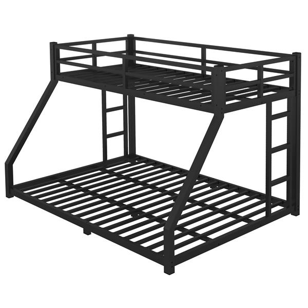 Metal Twin XL over Queen Bunk Bed for Teens and Adults,Space-Saving/Noise Reduced/No Box Spring Needed, Black