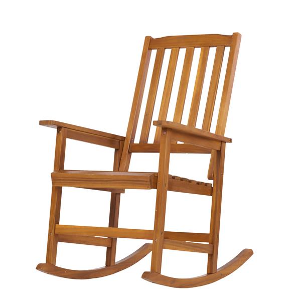 Acacia Indoor Rocking Chair, Outdoor Solid Wood Patio Furniture New Style Light Brown