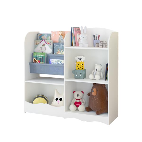 Kids Bookshelf and Toy Organizer, 3 Tier Bookshelf for Kids, Fabric Toddler Bookcase Book Shelf for Kids Rooms, Bedroom, Playroom, Nursery, Toy Storage Organizer with Bookshelf