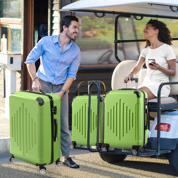 FCH 3-in-1 trolley case with 2 corners and diamond stripes - Matcha Green