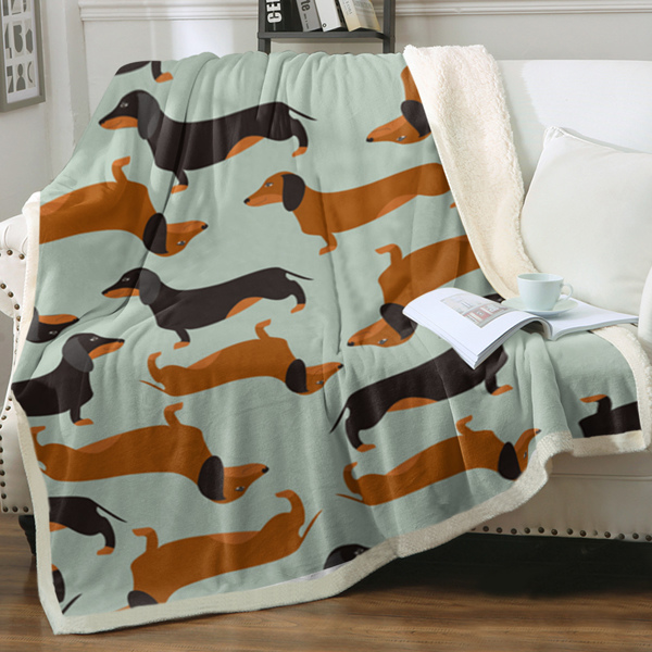 Dachshund Printed Sherpa Fleece Blanket 50*60 Inches Soft Warm Cozy Air Conditioning Nap Blanket for Girls Boys Adults Toddler Bedroom Decor Gifts （Maybe Shipment from FBA）