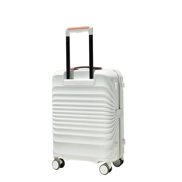 20" Carry on Luggage Lightweight Suitcase TSA Lock USB port  Luggage  Wheel lock Artificial leather Top handle Spinner Wheels CREAMY WHITE