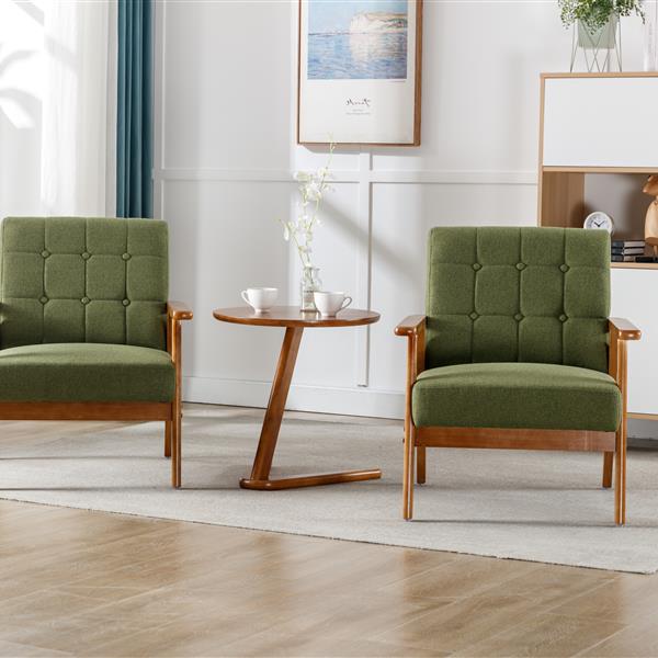 Accent Chairs Set of 2 with Side Table, Mid Century Modern Accent Chair, Wood and Fabric Armchairs Side Chair, Lounge Reading Comfy Arm Chair for Living Room, Bedroom, Office