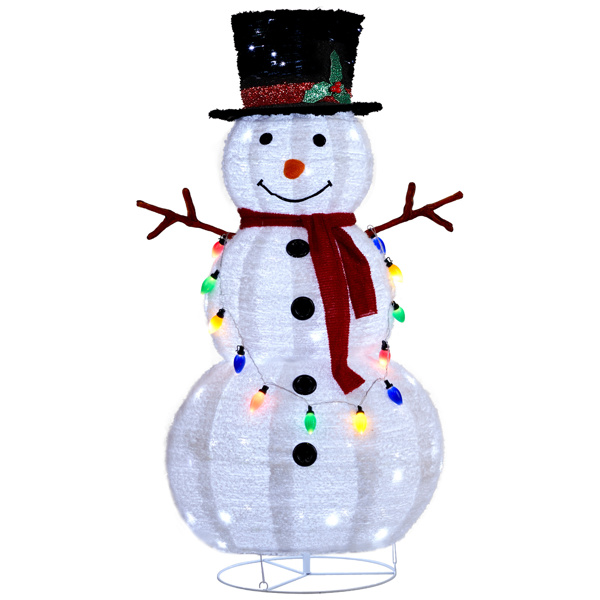 4ft 100LED 20 Lanterns Cashmere Fabric Retractable Snowman Garden Snowman Decoration 