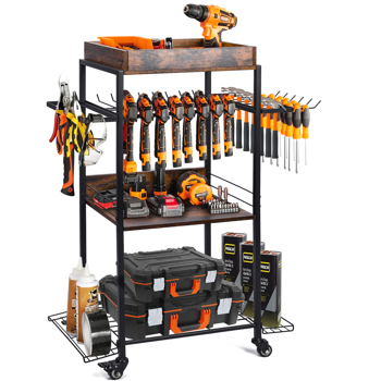 Rolling Garage Tool Organization Organizer, Power Tool Organizer, Garage Supplies, Closets, Sheds, Garage Organization and Storage Utility Shelves