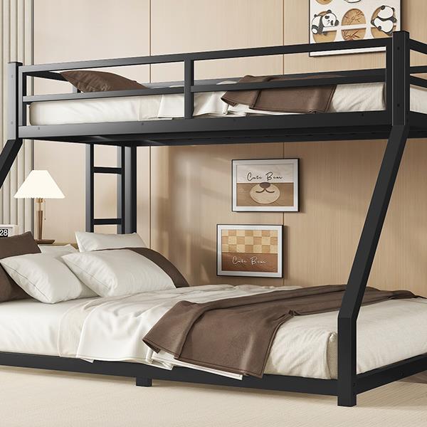 Metal Twin XL over Queen Bunk Bed for Teens and Adults,Space-Saving/Noise Reduced/No Box Spring Needed, Black