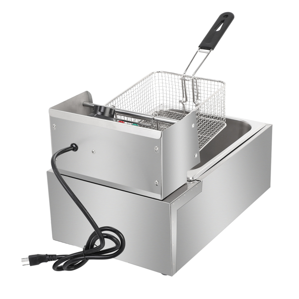 【Old Code：63547397】EH81 2500W MAX 110V 6.3QT/6L Stainless Steel Single Cylinder Electric Fryer US Plug