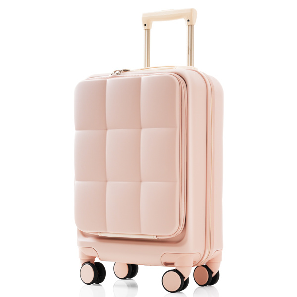 3-Piece Luggage Set with 20" Front-Opening Carry-On, 28" Expandable Suitcase, and Expandable Travel Bag, pink