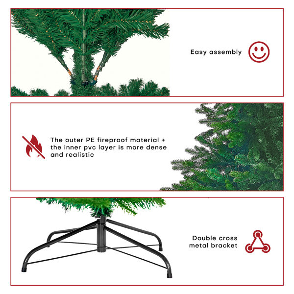 Weihnachtsbaum Künstlich, 1.8 M / 6 Ft Tannenbaum Künstlich aus PVC, Ungeschmückter Grün Christbaum mit 1471 Spitzen & Metall Ständer, Einfache Installation