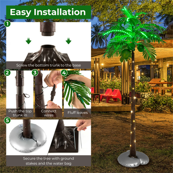 6 feet Hawaiian style artificial palm tree with LED lighting