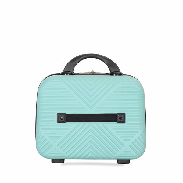 4-piece ABS lightweight suitcase, 14 inch makeup box, aircraft wheels (14/20/24/28) LIGHT BLUE