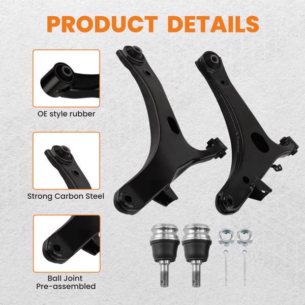 Front Lower Control Arms Kit For 2008-2011 Subaru Impreza 2003-08 Legacy Outback