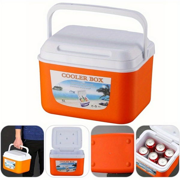 13L picnic insulated box, fresh-keeping box, outdoor picnic, barbecue, camping portable insulated box, orange fresh-keeping box