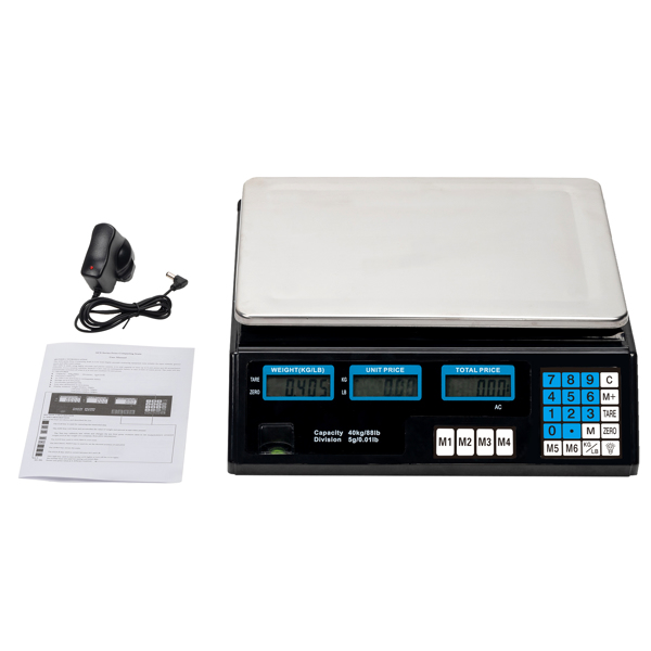 【Old code:17568532】ACS-30 40kg/5g Digital Price Computing Scale for Vegetable UK Plug Silver & Black