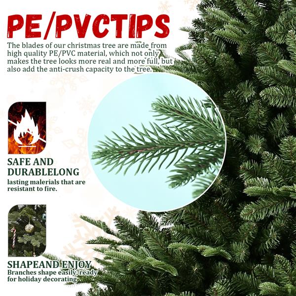 8FT Christmas Tree Simulate Nature Advanced Materials Premium Hinged Spruce Artificial Douglas Firs Tree, Christmas Holiday Party Atmosphere Decoration New Year Celebration PE+PVC Xmas Tree