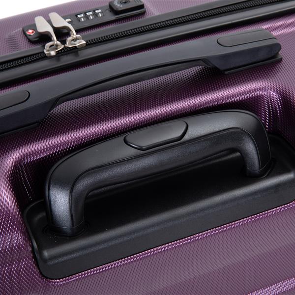 Expandable 3 Piece Luggage Sets PC Lightweight & Durable Suitcase with Two Hooks, Spinner Wheels, TSA Lock, (21/25/29) Dark Purple