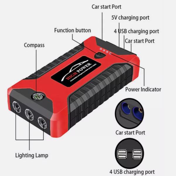 1000A 12V Car Jump Starter Pack Booster Battery Charger Emergency Power Bank UK