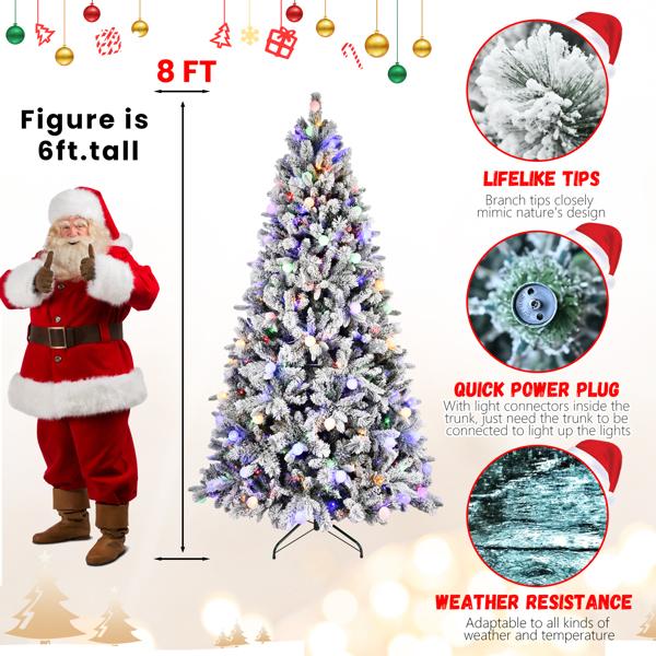 7.5FT PE/PVC/Pine Mixed Christmas Tree with Colorful + Warm Light 10-Function LED, Memory Wire & Easy Power Technology 