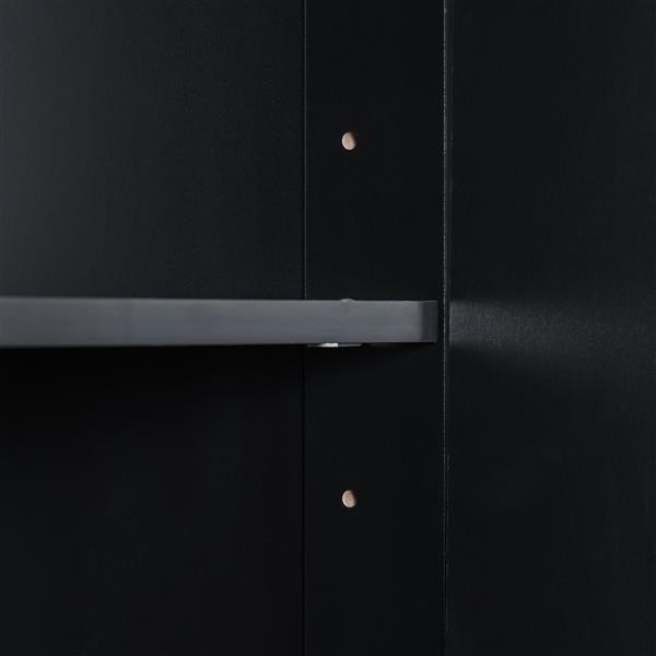 Tall Bathroom Cabinet with Four Doors, Large Storage Space Open Shelve, Upper Storage Cabinet, Black