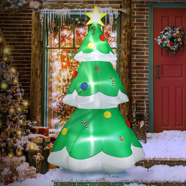 6.9 FT Lighted Christmas Inflatable Decoration, Inflatable Christmas Tree, Blow Up Yard Decorations with Built-in LED Lights for Holiday Party Front Yard Lawn Garden Decor