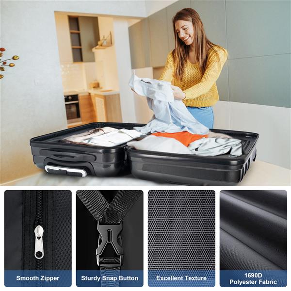 Luggage 3 Piece Sets with Spinner Wheels ABS+PC Lightweight TSA Lock (20'/24'/28'), Polka Dot