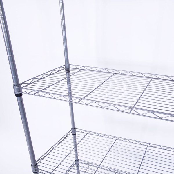 XM-304B Rectangle Carbon Steel Metal Assembly 5-Shelf Storage Rack Silver Gray