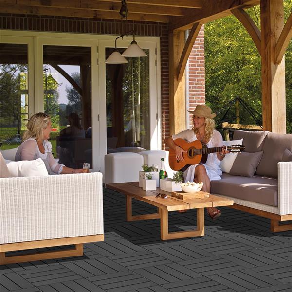 Plastic Interlocking Deck Tiles, 11.8"x11.8"(Pack of 44), Patio Flooring Outdoor Waterproof All Weather Use for Garden Poolside Front/Back Yard, Light gray