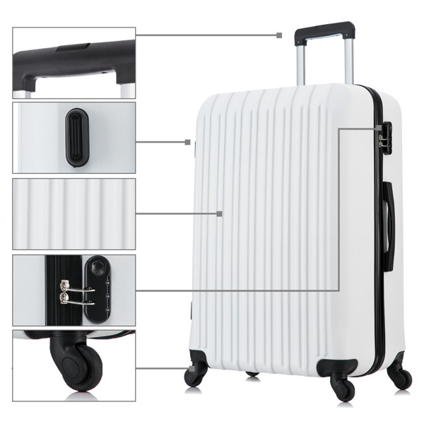 5 Piece Set Luggage Sets Suitcase ABS Hardshell Lightweight Spinner Wheels (16/20/24/28 inch) 