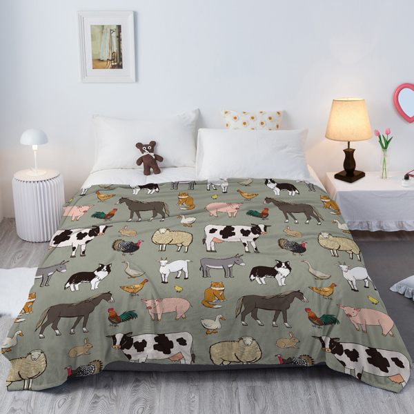 Various Animals Blanket Soft Pig Horse Durable Comfortable Blanket Women Adult Birthday Gift Home Decoration Sofa Couch Office Bed Camping Travel, 130*150cm