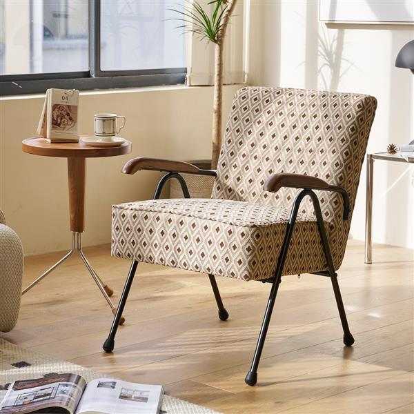 Pattern Colorful Fabric Armchair, Modern Accent Chair High Back, Living Room Chairs with Metal Legs and Soft Padded, Sofa Chairs for Home Office,Bedroom,Dining Room