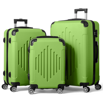 FCH 3-in-1 trolley case with 2 corners and diamond stripes - Matcha Green