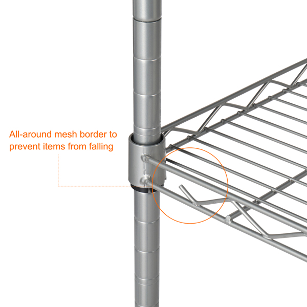 XM-304B Rectangle Carbon Steel Metal Assembly 5-Shelf Storage Rack Silver Gray