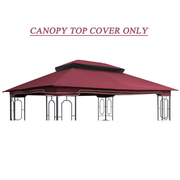 13x10 Ft Patio Double Roof Gazebo Replacement Canopy Top Fabric,Red [Sale to Temu is Banned.Weekend can not be shipped, order with caution]