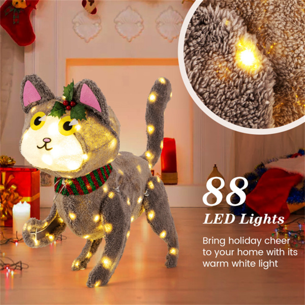 Holiday decoration 3D cute cat with LED lights