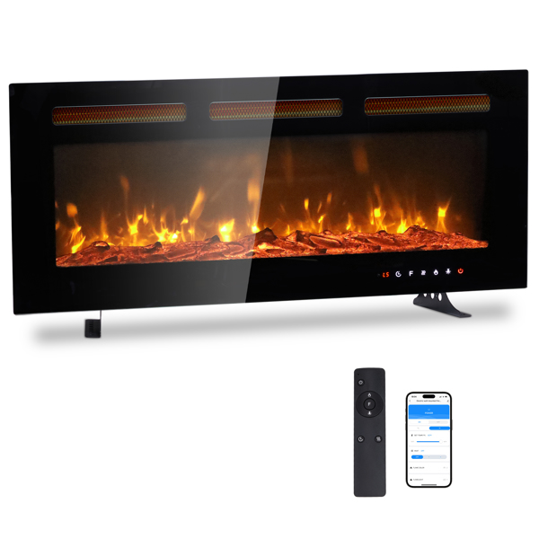 ZOKOP 40" Smart WiFi Electric Fireplace Insert, 1500W Wall Recessed/Mounted, Freestanding Fireplace Heater with Remote Control, 12 Color Adjustable Flames, Thermostat, 8H Timer, 5 Brightness Settings