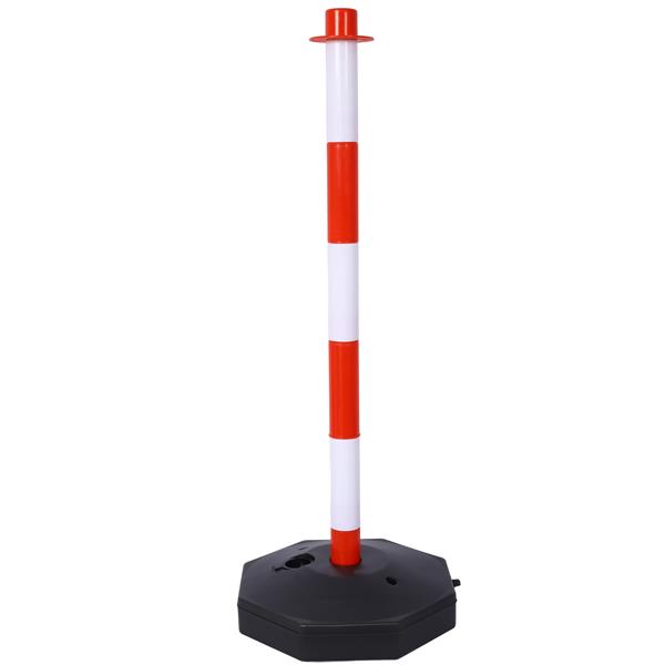 4 Pack Traffic Delineator Post Cones with Fillable Base, Adjustable Plastic Safety Barrier with 5Ft Plastic Chain, Outdoor and Indoor Crowd Control Stanchion for Traffic Control and warning W/R